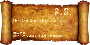 Hollender Dezső névjegykártya